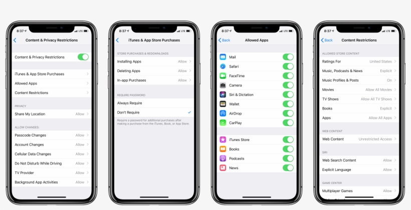 There Are Many, Many Choices In Content And Privacy - Restrictions On Ios 12, transparent png download