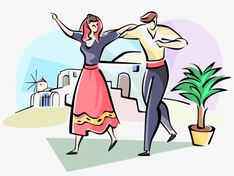 Vector Illustration Of Sirtaki Greek Folkdance Dancing - Sirtaki Png, transparent png download