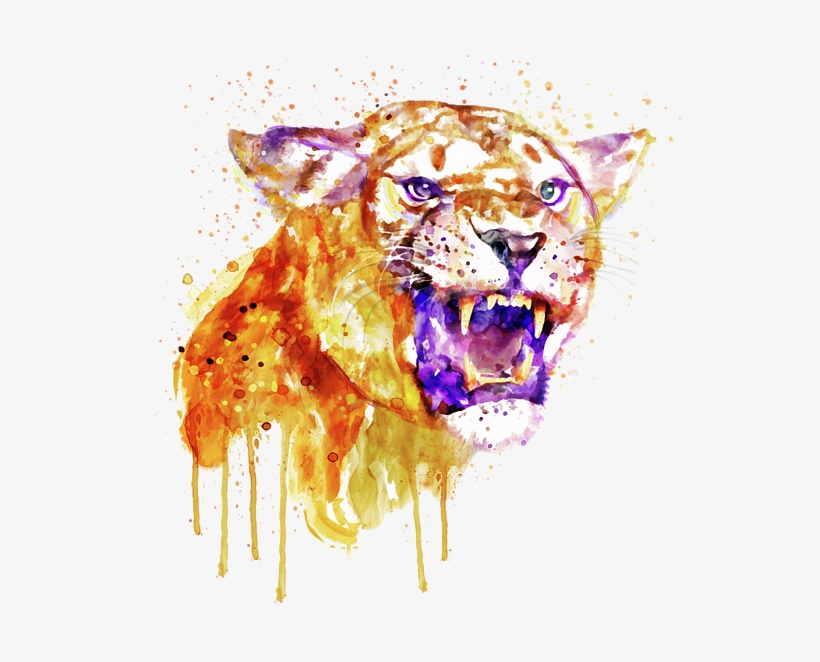 Bleed Area May Not Be Visible - Watercolor Lioness, transparent png download
