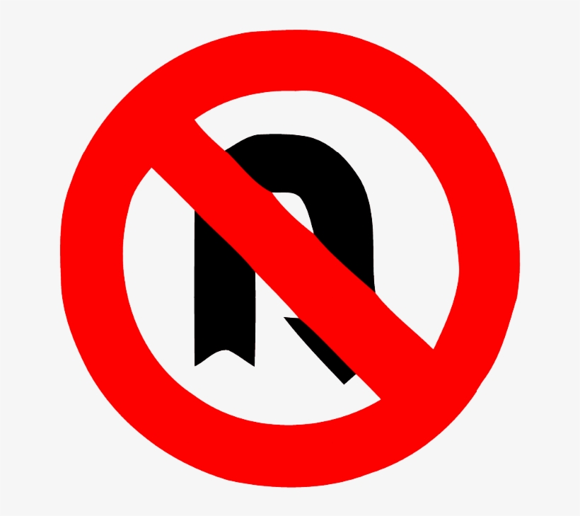 U Turn Sign Free Png Image - No Right U Turn, transparent png download