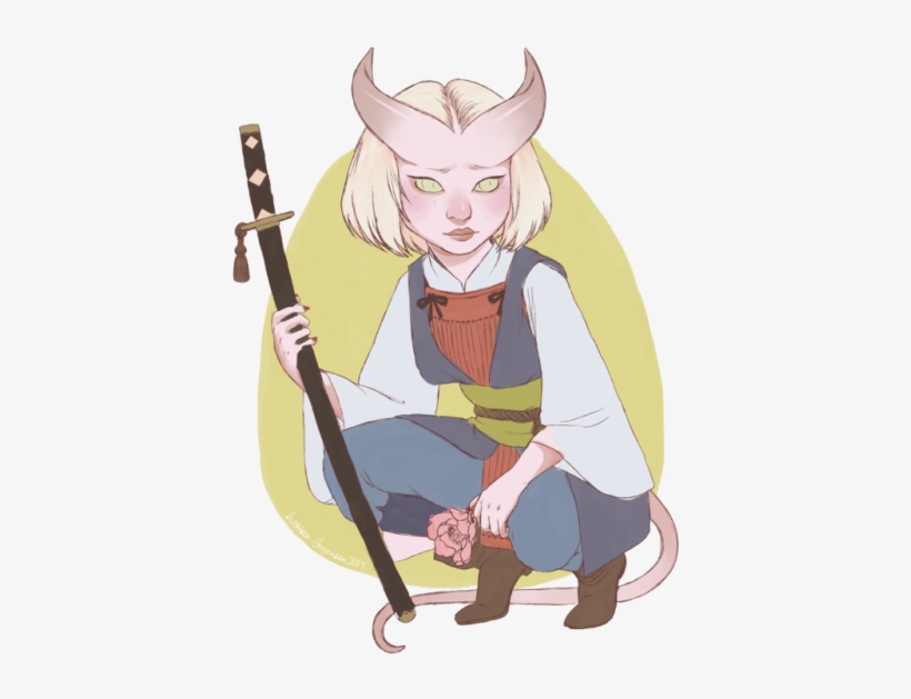 I Haven't Drawn In A Literal Age Because Of School, - Tiefling Samurai, transparent png download