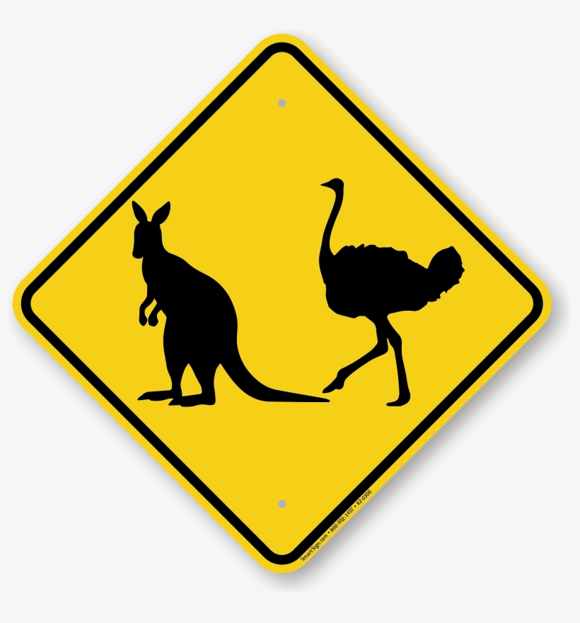 Kangaroo And Ostrich Crossing Sign - Low Ground Clearance Warning Sign, transparent png download