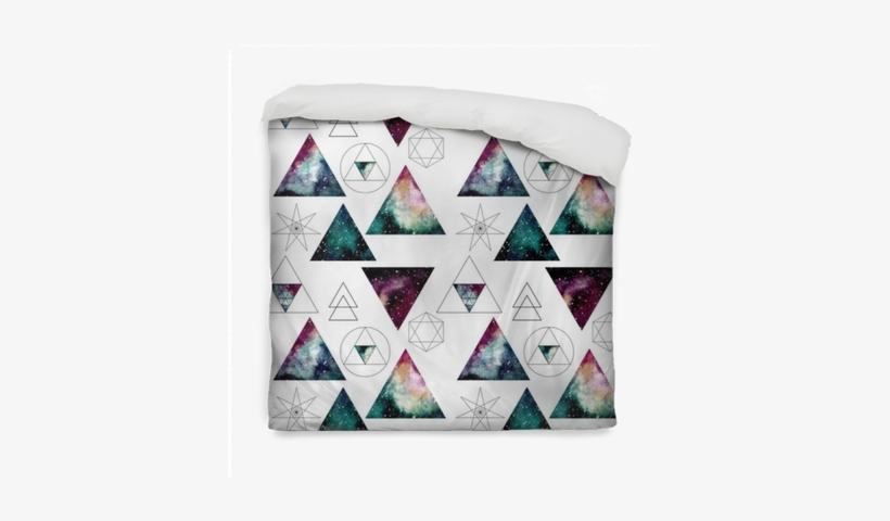 Pattern With Watercolor Nebula In Triangles And Sacred - Geometry, transparent png download