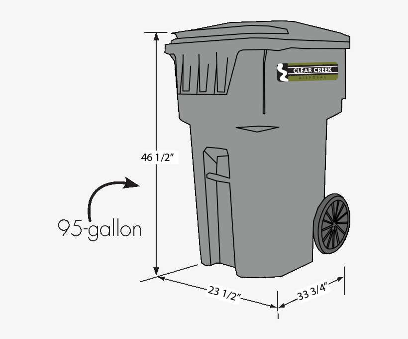 Hover To Zoom - 95 Gallon Garbage Bin Dimensions, transparent png download