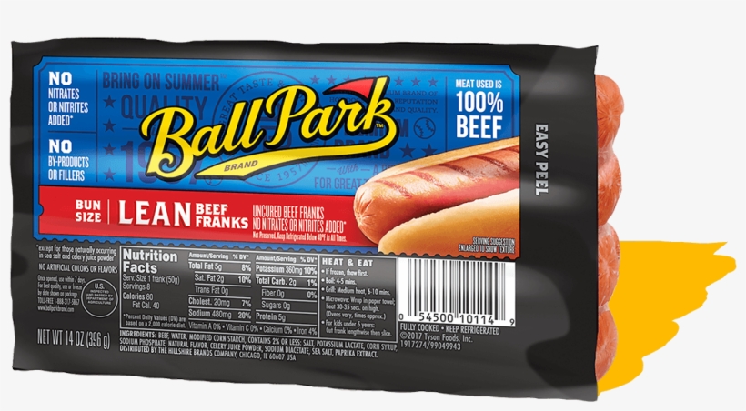 Ball Park Lean Beef Hot Dogs - Ball Park Deli Style Beef Franks, transparent png download