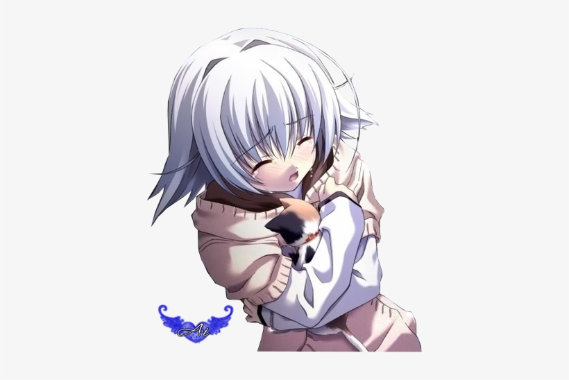 Anime Girl With Cat, transparent png download