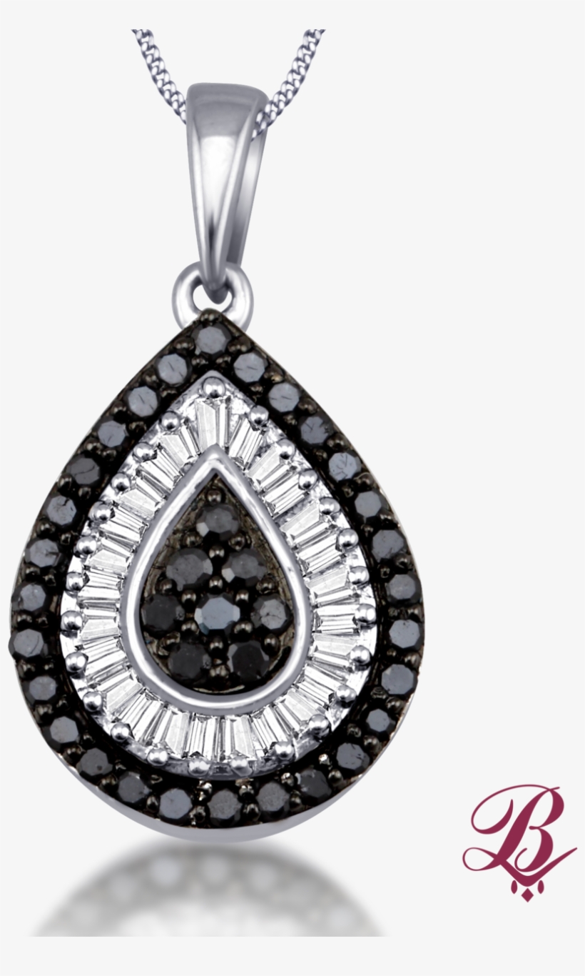 Black & White Diamond Pendant In Tear Drop Frame - Senate Armed Services Committee Logo, transparent png download