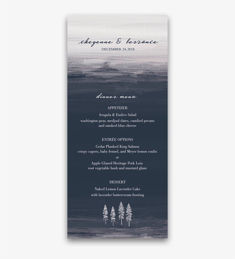 Modern Navy Blue Minimalist Custom Wedding Menu - Navy Blue, transparent png download
