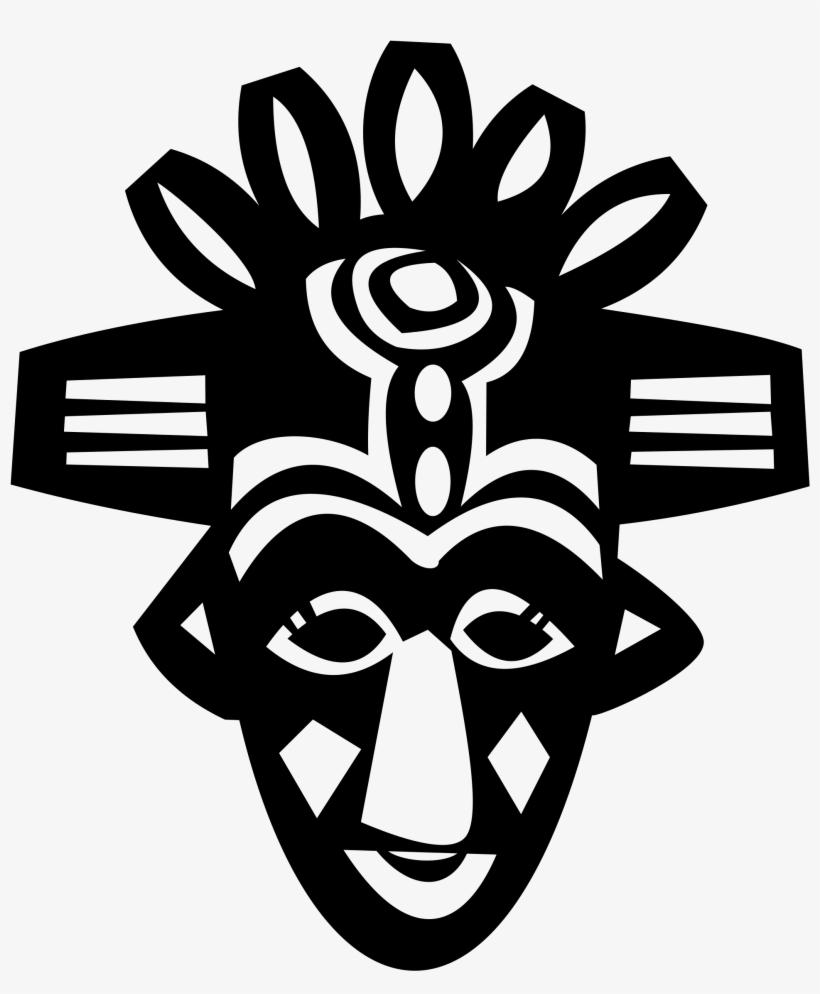 Open - Black And White African Mask, transparent png download