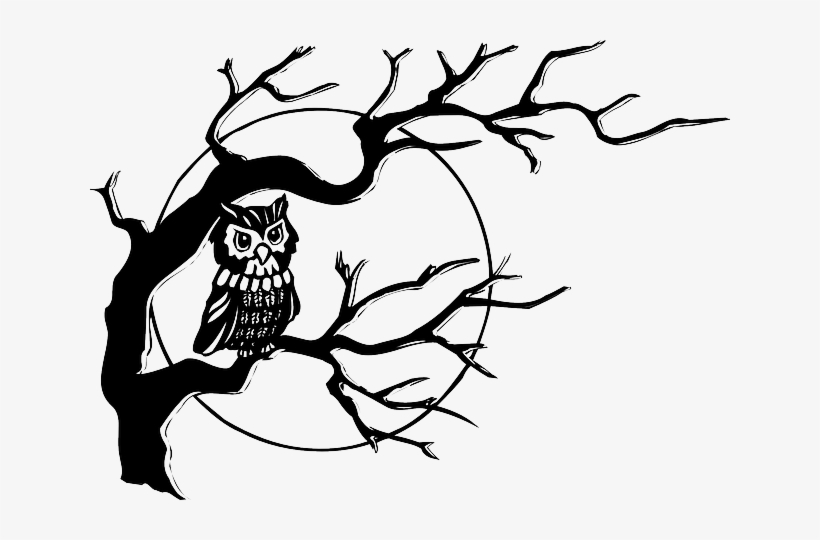 Animals, Baby, Dead, Tribal, Moon, Drawn, Sketch - Owl On A Tree Drawing, transparent png download