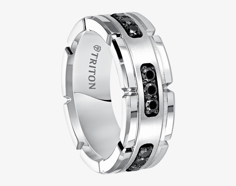 The Black Beauty Above Is The Mo252w - Men Wedding Band With Black Diamonds, transparent png download