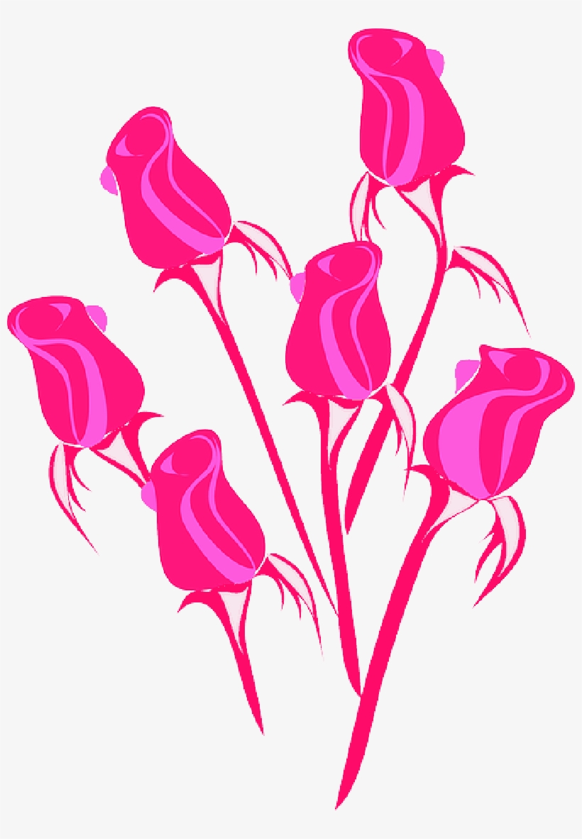 Flower, Flowers, Cartoon, Purple, Pink, Rose - Roses Clip Art, transparent png download