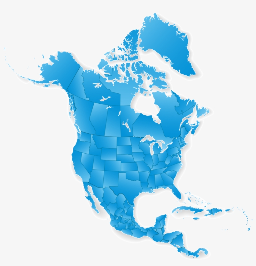 North America Isolated Continent Map Final [converted] - Cuba To Edmonton Flight Path, transparent png download
