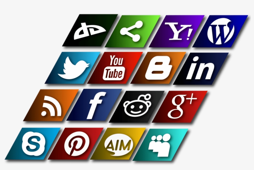 Slanted Social Media Icons Vector - Social Media Icons Slanted Png, transparent png download