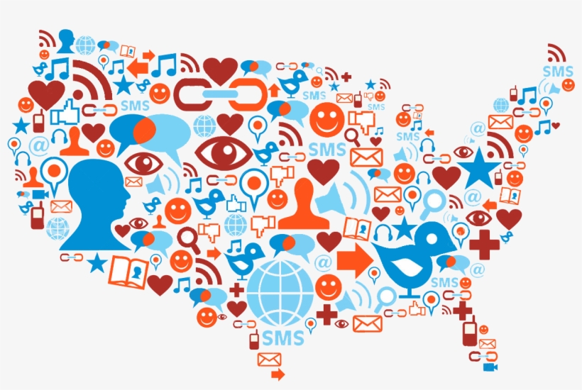 Social Media On Usa Map, transparent png download