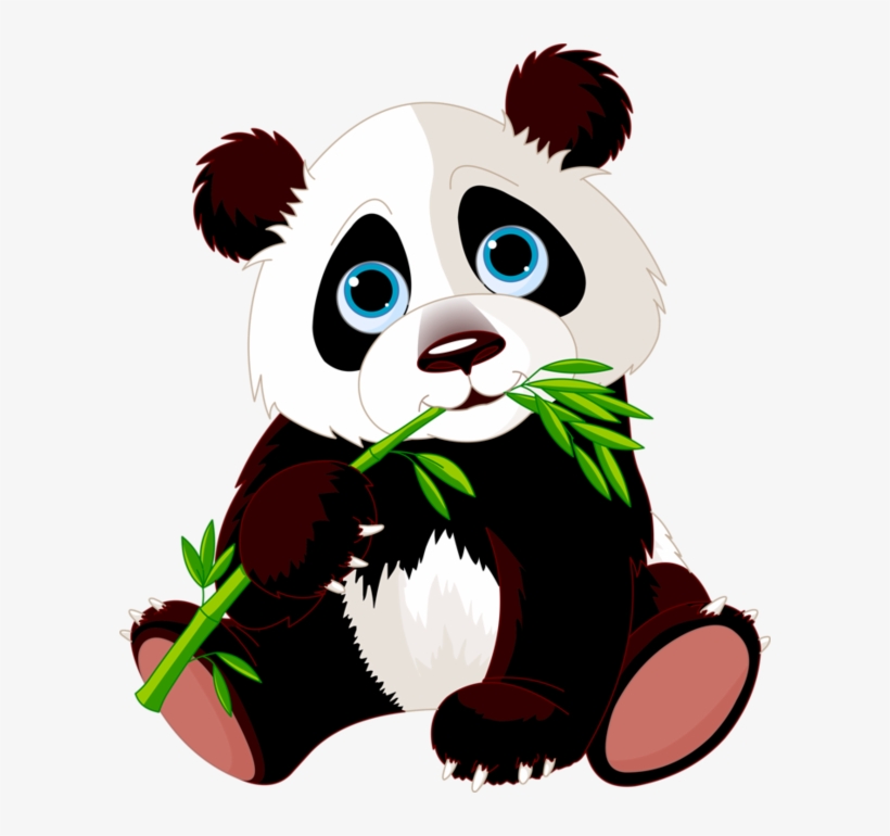 Panda Clipart Cute 31 - Panda Eating Bamboo Cartoon, transparent png download