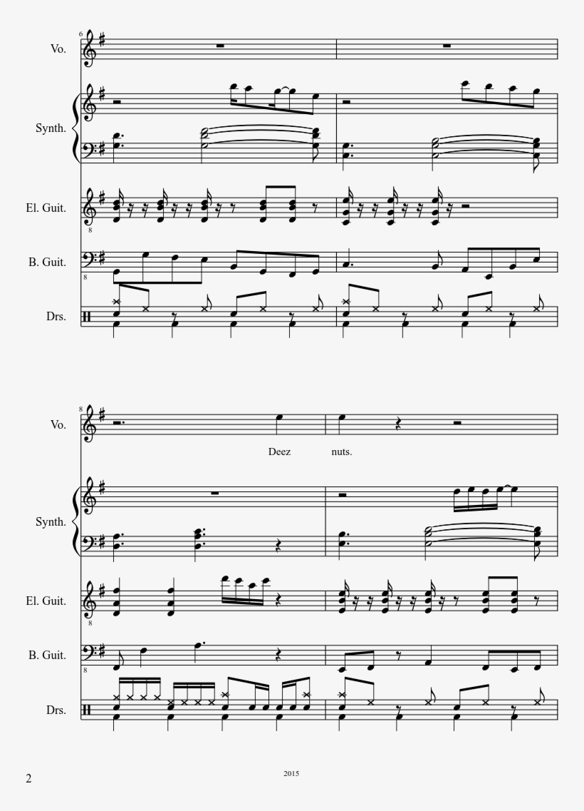 Deez Nuts Sheet Music Composed By Matthew Huntington - Music, transparent png download