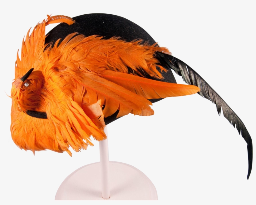 Bes-ben Gold Feather Bird On Black Felt Hat Made In - Hat, transparent png download