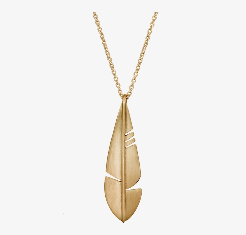 P Native Feather Pendant Small Web - Gold, transparent png download