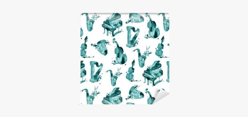 Decorative Watercolor Splash Music Seamless Pattern - ジャズピアノはじめよう! 自由現代社, transparent png download