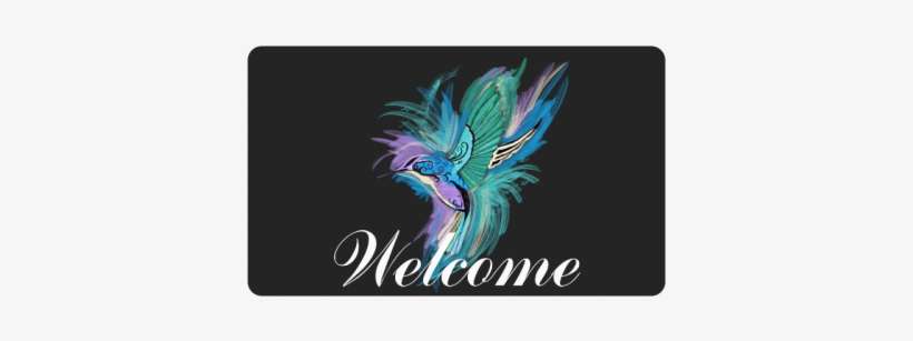 Handpainted Hummingbird Watercolor On Black Doormat - Fairy, transparent png download