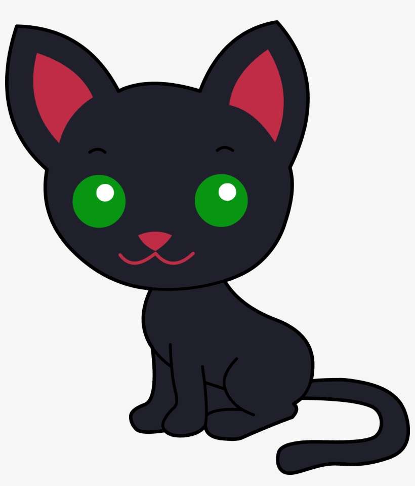Cute Black Kitty Cat - Cute Black Kitten Cartoon, transparent png download