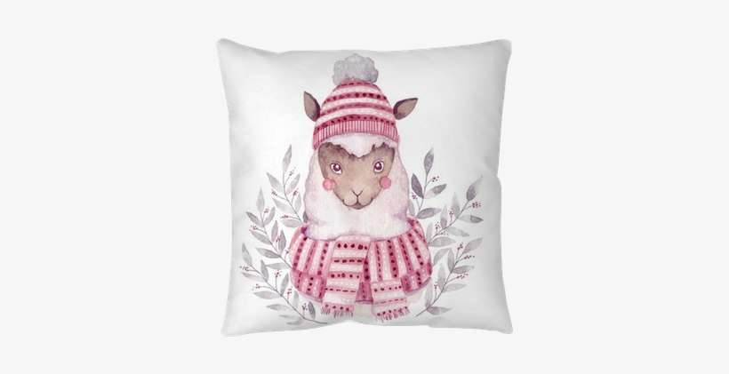 Watercolor Vector Alpaca Illustration - Christmas Watercolor Image Illustration, transparent png download