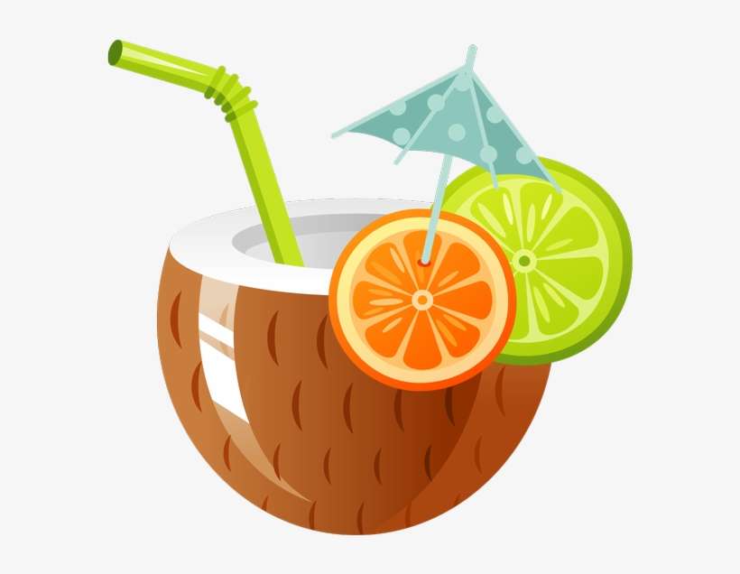 Tropical Clipart Coconut Cocktail - Coconut Drink Clipart Transparent, transparent png download