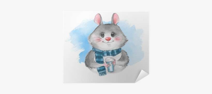 Cute Cartoon Mousel With Coffee Cup - Coffee Cup, transparent png download