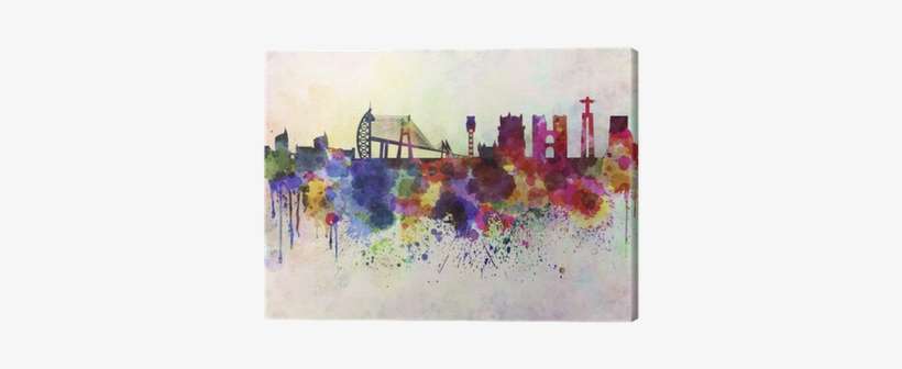 Lisbon Skyline In Watercolor Background Canvas Print - Skyline Lisbon, transparent png download