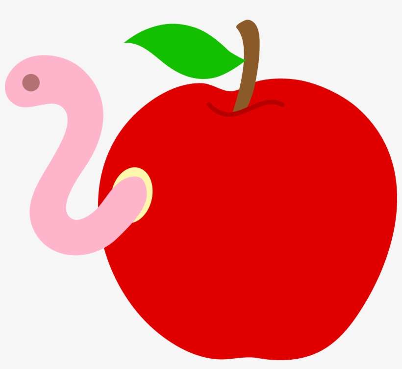 Worm Inside Apple - Apple Free Clipart, transparent png download