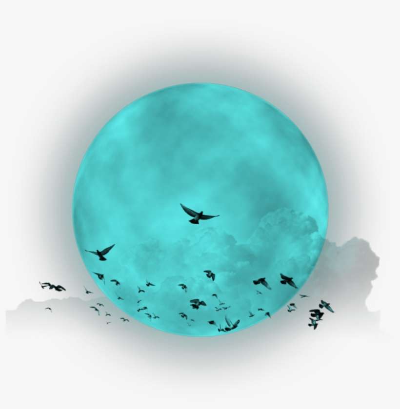 Fullmoon Birds Clouds Turquoise Heaven Sky Moon - Cloud, transparent png download
