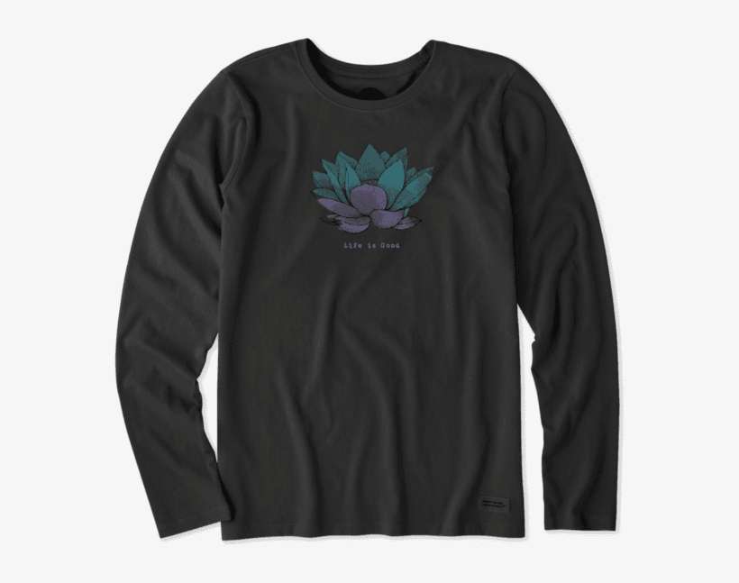Women's Lotus Flower Long Sleeve Crusher Tee - T-shirt, transparent png download