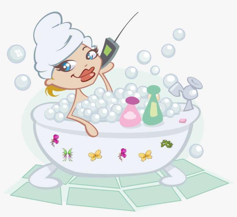 Woman Talking On The Phone In A Bubble Bath Icons Png - Woman In Bubble Bath Clipart, transparent png download