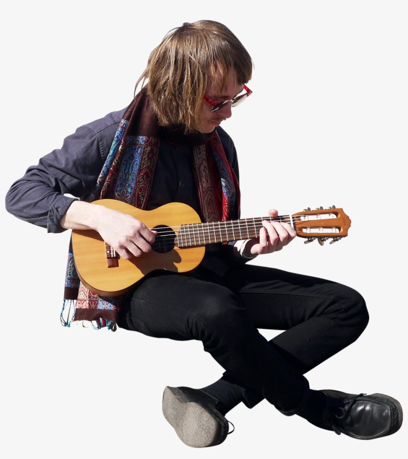 Playing Sitting Png Image - People Play Guitar Png, transparent png download