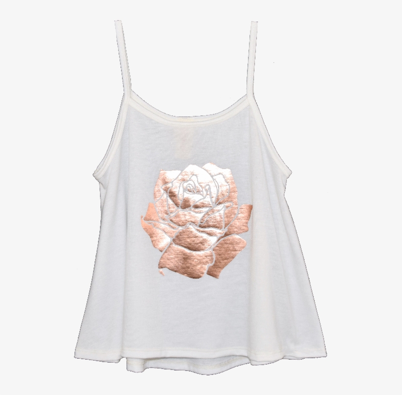 Rose Gold Rose Foil Print Tank - Gold, transparent png download