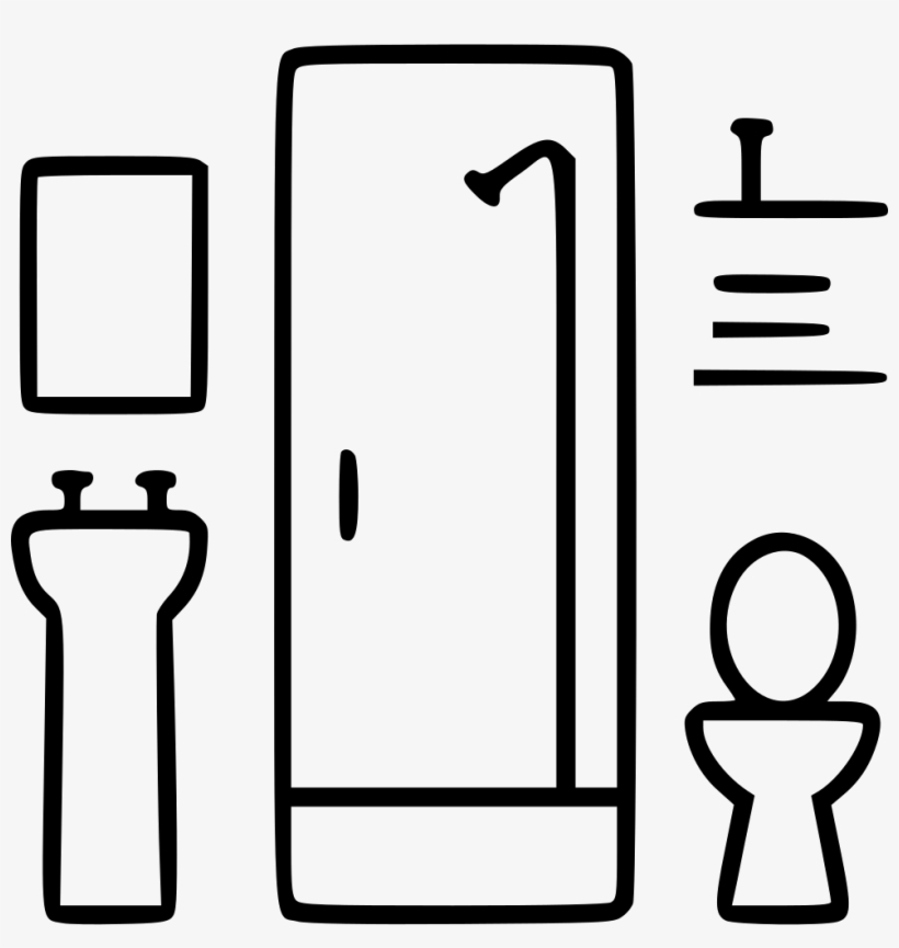Bathroom Decor Bath Toilet Lavatory Shower Furniture - Bathroom Line Icon, transparent png download