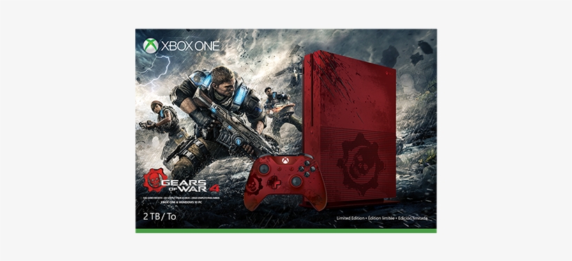 Xbox One S Gears Of War 4 Limited Edition Bundle 2tb - Microsoft Xbox One S Gears Of War 4 Limited Edition, transparent png download