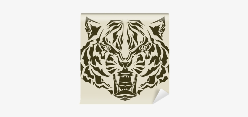 Angry Tiger Head Complex Silhouette Wall Mural • Pixers® - Roaring Tiger, transparent png download