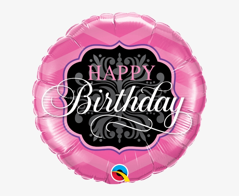 18″ Birthday Pink & Black Balloon - Birthday Pink Foil Balloon, transparent png download