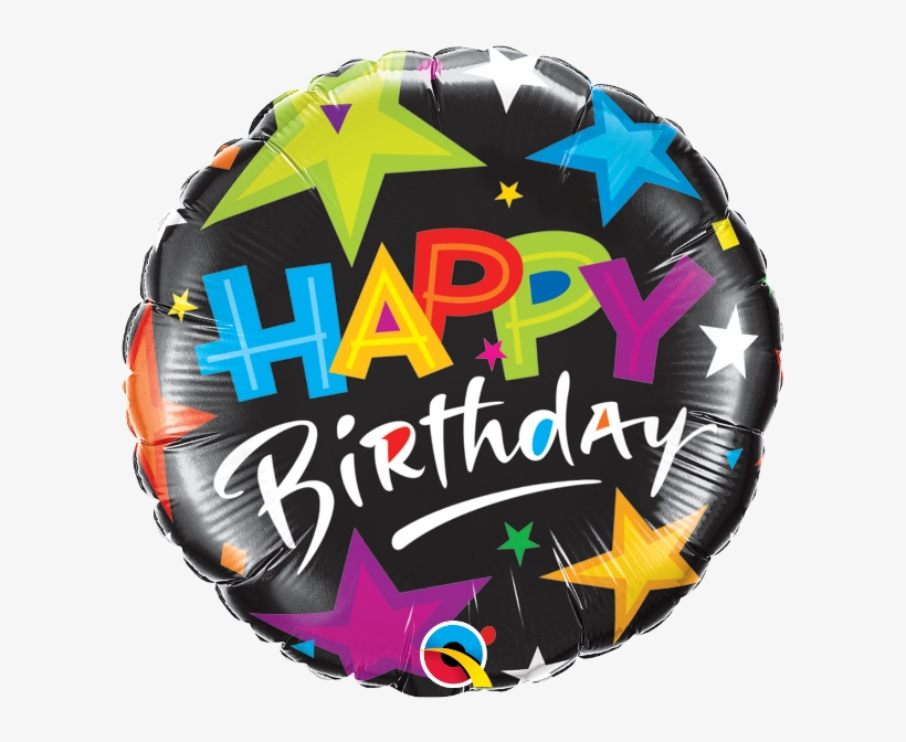 Happy Birthday Brilliant Stars Black Balloon - Happy Birthday Balloons And Bear, transparent png download