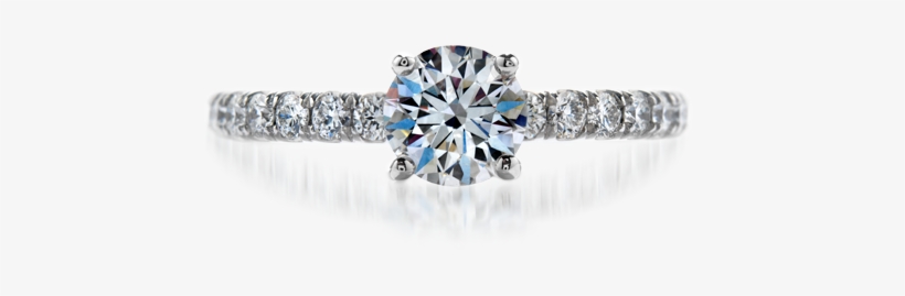 Hearts On Fire - 0.60 Carat Round Diamond Pave Engagement Setting (round, transparent png download