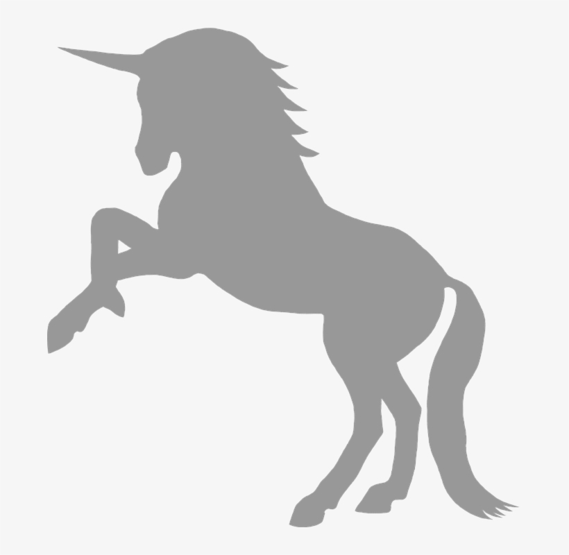 Unicorn, Gray, Myth, Mythological, Creature, Silhouette - Unicorn Silhouette, transparent png download