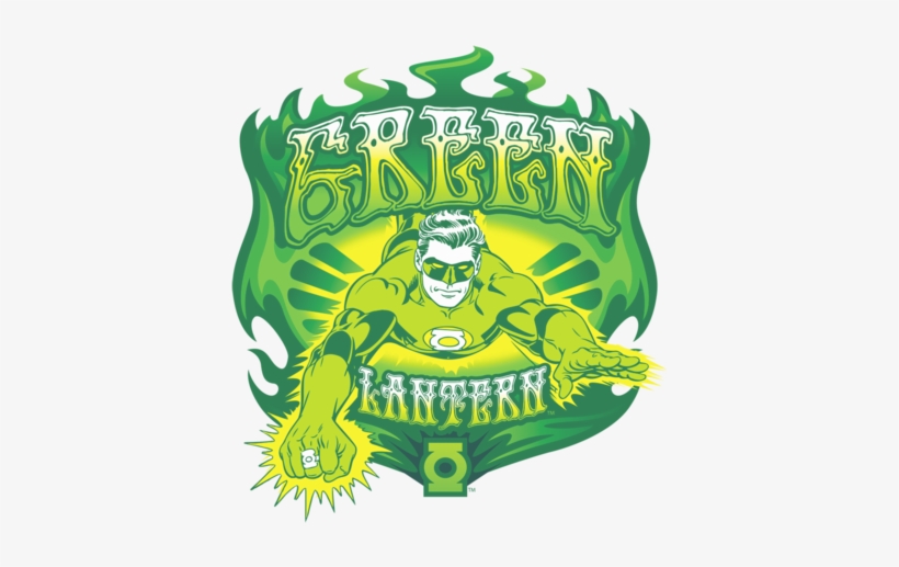 Dc Comics Green Flames Men's Regular Fit T-shirt - Dc Comics - Green Lantern - Flames T-shirt Size Xxl, transparent png download