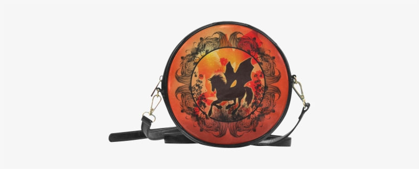 Wonderful Black Unicorn Silhouette Round Sling Bag - Wonderful Black Unicorn Throw Blanket, transparent png download