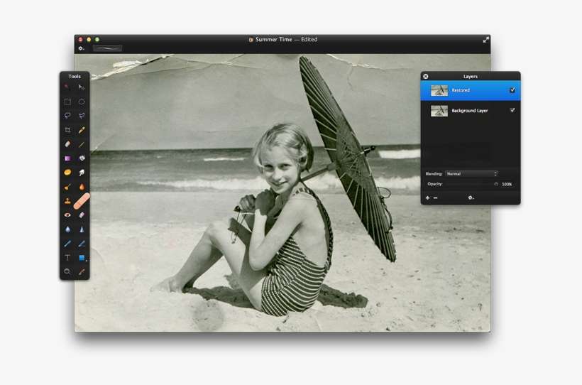 Click To Select The Repair Tool And Paint The Area - Henzo Vintage Gallery 5 Photos Wood White Frame 8120802, transparent png download