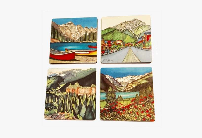 Coasters - Banff - Canoe On The Lake Mugs, transparent png download