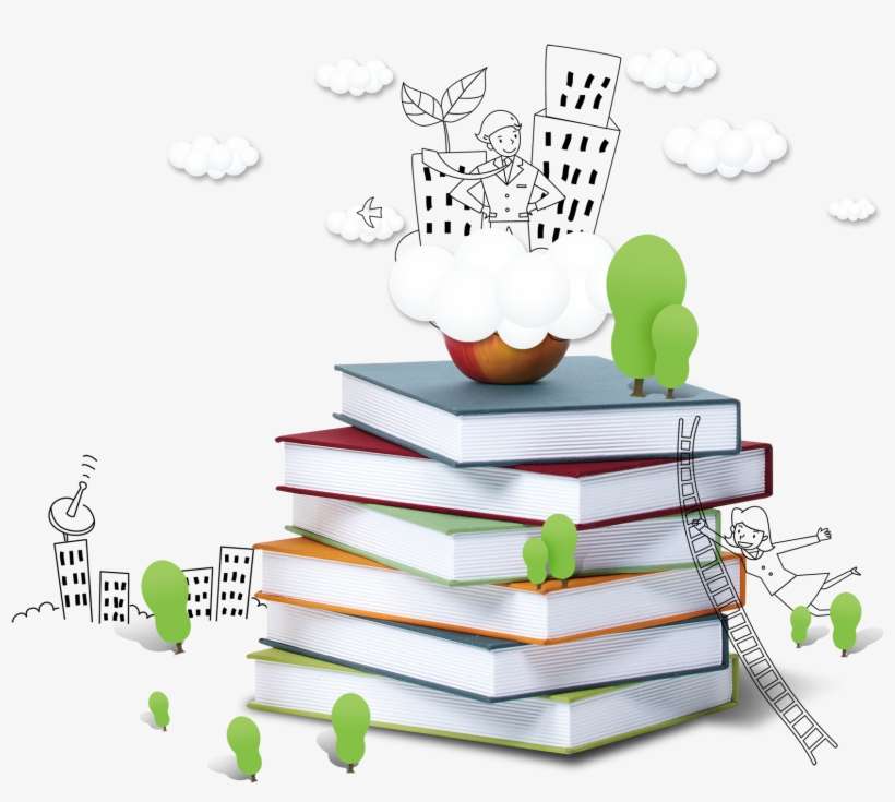 Hand Painted Cartoon Book Decoration Vector - كرتون كتب, transparent png download