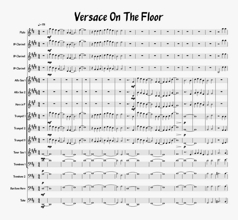 Versace On The Floor Sheet Music 1 Of 8 Pages - Sheet Music, transparent png download