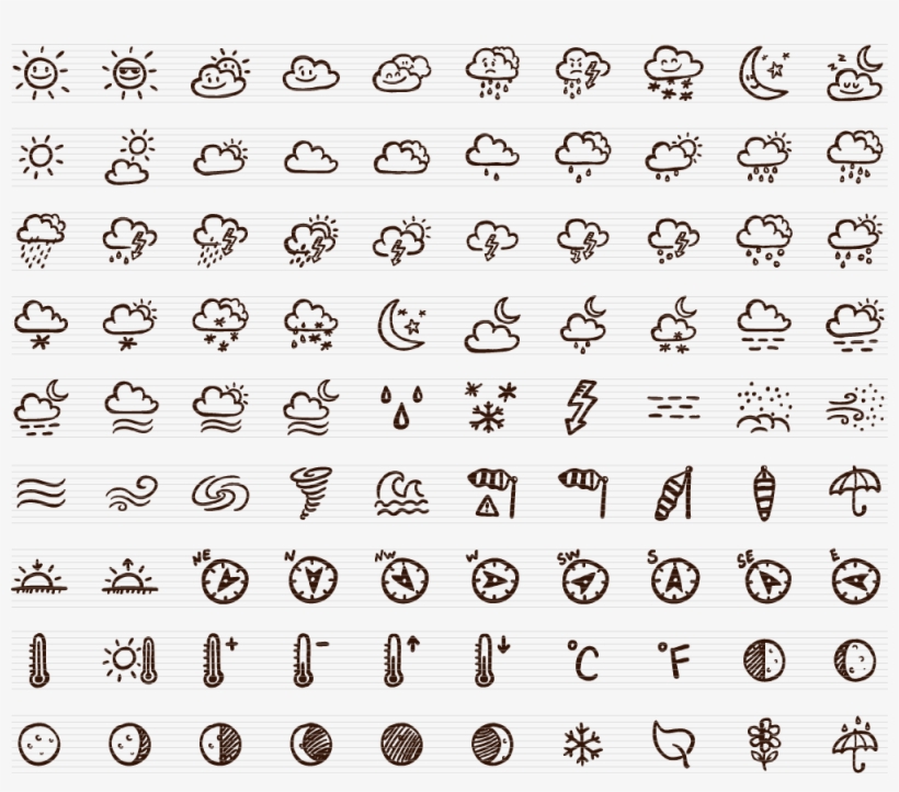 Features - Weather Doodle Icons, transparent png download